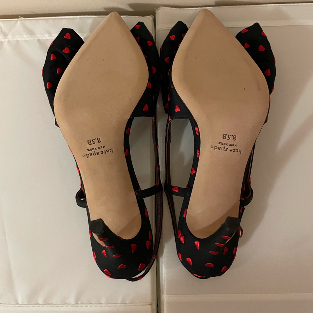 NEW kate spade Sheela Sling Taffeta with Hearts Size 8.5 - Picture 8 of 15
